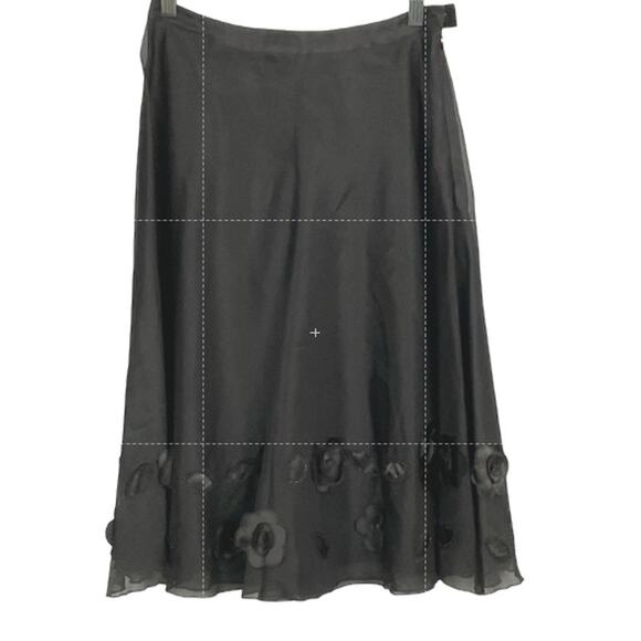 Laura Ashley Black Silk A Line Chiffon Tulle Midi Skirt 4P 4 Whimsigoth NEW NWT - Picture 2 of 11